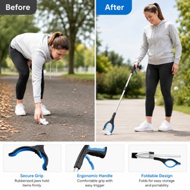 32-Inch Foldable Grabber Tool for Home & Outdoor Use – 360° Rotating Jaw with Magnetic Tip for Easy Reaching