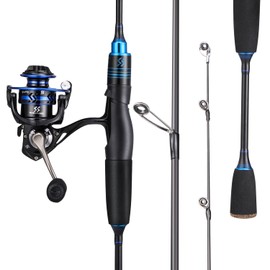 Sougayilang Ultralight Fishing Rod Reel Combos,Portable 2-Piece Spinning Fishing Pole with Stainless Steel Guides- Blue