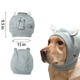 Quiet Ears for Dogs Anxiety Barking Dog Ear Covers Muffs Snood for Noise 2PCS Dog Ear Hearing Earmuffs Fireworks Protection Anti Anxiety Dog Hat for Medium to Large Dogs (Large, Purple & Grey)