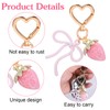 MBAIYO 2pcs Pink Strawberry Keychain, Bow Key Chain, Cute Strawberry