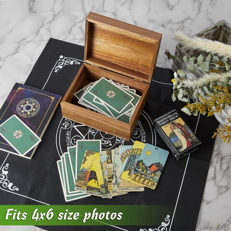 DRASTAR Keepsake Box, Acacia Wood Memory Box with Hinged Lids,