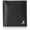 Kangol Bifold Wallet, Metal Logo, Luxury Square Grain Cow Leather,