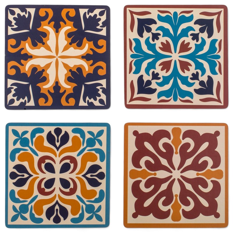 MIJOMA Set of 12 Coasters with Stylish Mosaic Patterns and