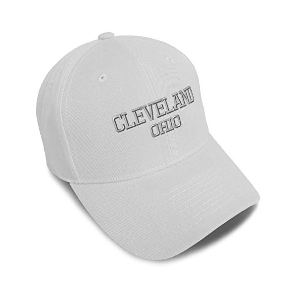 Speedy Pros Baseball Cap Ohio State Cleveland USA America Embroidery Acrylic Dad Hats for Men & Women Strap Closure White Design Only