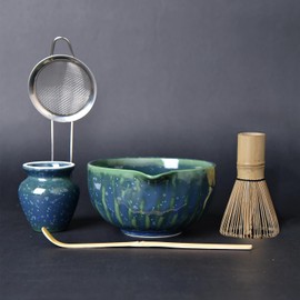 Echueuey Matcha Whisks Set- Matcha Kit with Starry Sky Matcha Bowl, matcha whisk holder,Bamboo Chasen Whisk, Scoop & Sifter- Perfect Matcha Starter Kit & Gift