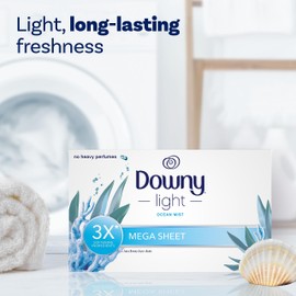 Downy Downy Light Mega Dryer Sheets, Fabric Softener Dryer Sheets, Ocean Mist, 130 Count