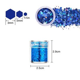 YFFSFDC Glitter Hologram Set of 18 Colors, Glitter Nail Parts, Nail Art Container, Glitter Powder (18 Colors) Nail Powder, Facial, Hair Ornament, New Year, Christmas, Makeup Supplies, Gold