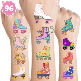 Generic 96PCS Roller Skate Temporary Tattoos Perfect Birthday Party Decorations and Cute Party Favors for Kids Girls Boys Ideal Classroom School Prizes Themed Stickers for Unforgettable Celebrations!