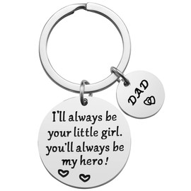 Father’s Day Gift - Dad Gifts from Daughter for Birthday Christmas, I'll Always Be Your Little Girl, You Will Always Be My Hero Keychain, Dad Valentine’s Day Gifts, Father Daughter Gifts