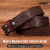 LEACOOLKEY Western Leather Belt Strap for Men Cowboy Belts without