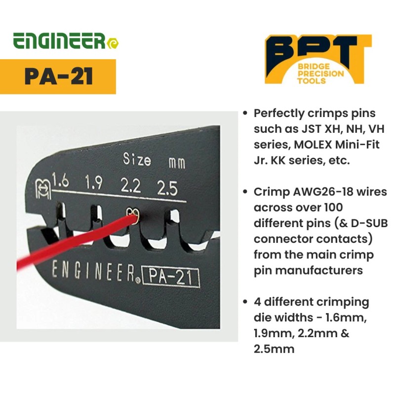 ENGINEER PA-21 Universal Crimpers - For #26 - #18 AWG