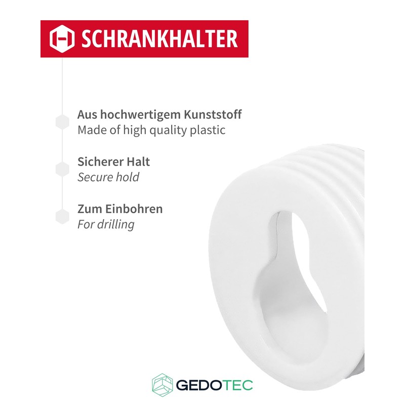 GedoTec® H3052 Wardrobe Holder with Keyhole Shape for Drilling in