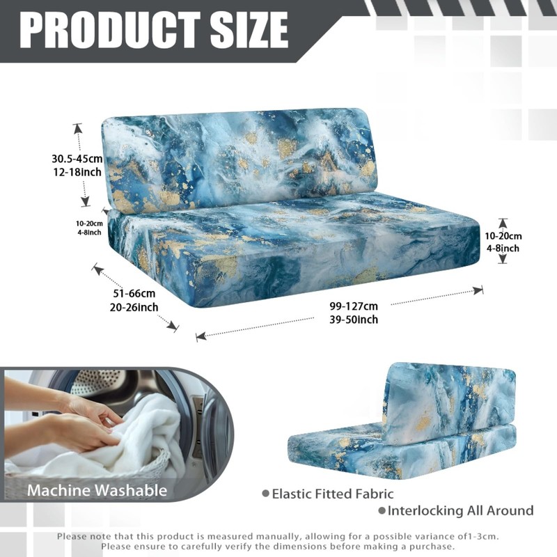 Knextrepoy Blue Marble Print RV Dinette Cushion Covers RV Stretch