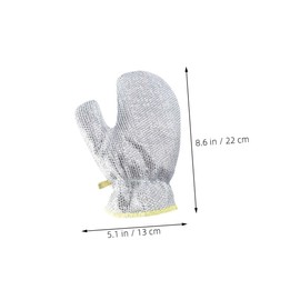 KICHOUSE 2Pairs Silver Wire Dishwashing Gloves Non Scratch Steel Wool Scrubber Gloves for Kitchen Cleaning Protects Hands While Washing Dishes and Cleaning Surfaces