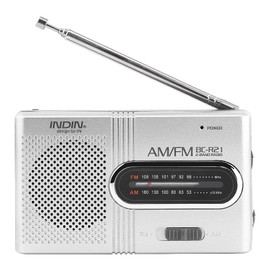 AM/FM Radio FM: 87-108MHz AM:520-1600KHz Universal Portable Mini Stereo Speaker Music Player with Standard Earphone Jack for Outdoor Home Silver
