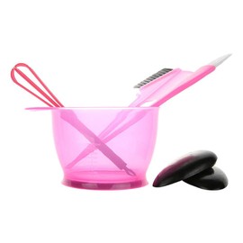 POFET 5 Pcs Hair Dye Brush and Bowl Set Including Hair Tint Bowl, Dye Brush, Ear Cover and Paint Mixer, Hair Dye Applicator (Pink)