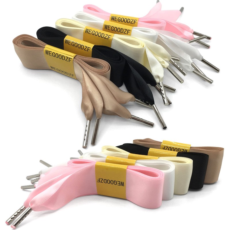 WEGOODZF Satin Ribbon Shoe Laces: 3CM Wide Flat Silk Shoelaces