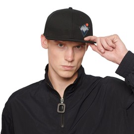 Mountain Hat Snapback Hats for Men Womens Pirate Hat Black Flat Bill Brim Trucker Snap Backpack Hat Fitted Hats