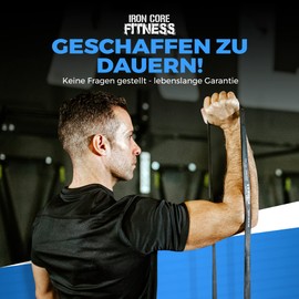 Iron Core Fitness Langes Schleifen-Widerstandsband mit elastischem Gummi für Fitnessstudio, Krafttraining Widerstandsband (Schwarz, L)