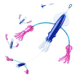 Squidnation Flippy-Floppy Daisy Chain Tuna and Marlin Lure Daisy Chain in Purple Crunch (Electric Blue and Pink)