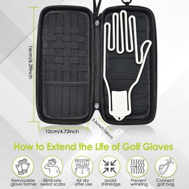 Golf Glove Holder Case, Golf Bag Organizer Hard Protective Case with Glove Shaper ,Pocket & Slots Store Golf Accessories and Personal Items Multifunctional Storage Golf Bag Gift for Men Women Golfers