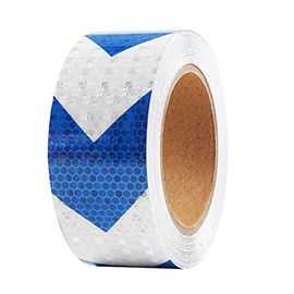 Arrow Blue White 2INX50FT Reflective Safety Tape Self-Adhesive Tape Conspicuity Safety Warning Tape Reflector Conspicuity Tape for Trailers Trucks Cars