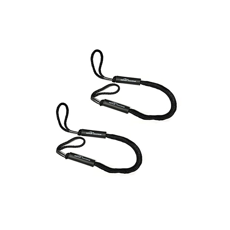 Gen3 Marine Bungee Black Boat Dock Line - 2 Pack