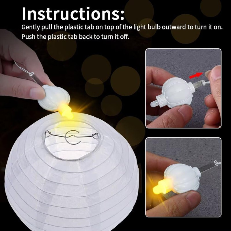 12 Pcs Paper Lantern Lights, Warm White Mini LED Lights