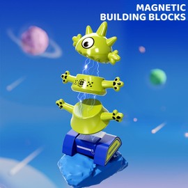 MSKOLER Magnet Robot Toy for 3 4 5 6 7 Years Old Boys - Monster Magnetic Stacking Transform Toys for Kids with Storage Box, Gift 3 4 5 Year Old Boy, Magnet Boy Toys Robot Toys for Kids 2-4 3-5