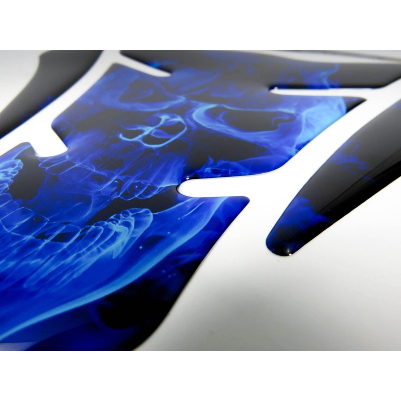 BIKE-label Tank Pad Motorcycle Sticker Skull Blue Compatible with Kawasaki