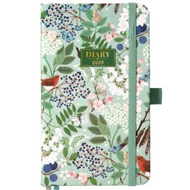 FULLVINTAGE 2026 Pocket Diary - A6 Diary 2026 Week to View, January 2026 - December 2026, Pocket Diary 2026 with Pen Loop, Back Pocket, Hard Cover, Elastic Closure, 16×10×1.5 cm