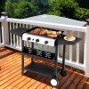 34" Outdoor Griddle Station with Side Shelf, 3 Burner Flat