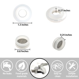 xcivi 4 Set Spigot Accessory Replacement for Glass Drink Dispensers, Stainless Steel Beverage Dispenser Replacement Spigot, Fits 16mm（5/8 inch）Opening, Spigot Rubber Bumper with Removable filter