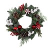 20-Inch Unlit Green Wreath with Pinecones, Balls and Berries