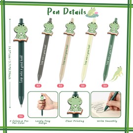 Sayglossy 30 Sets Book Lover Gifts Bulk Frog Ballpoint Pens with Inspirational Bookmarks Bookish Book Club Gifts Reading Party Favors for Classroom Librarians Bookworms