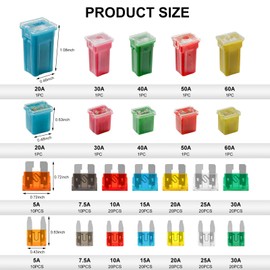 MTRPS 250PCS Car Fuses Assortment Kit, Low Profile Mini Blade Fuses (5A 7.5A 10A 15A 20A 25A 30A), Low Tall/STD Box Shaped Assorted Fuse, Automotive Fuses Kit for Car, Truck, RV, Boat