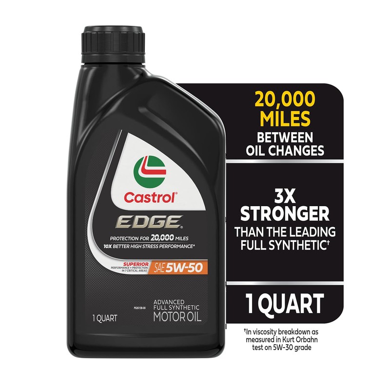 Castrol EDGE 5W-50 Advanced Full Synthetic Motor Oil, 1 Quart,