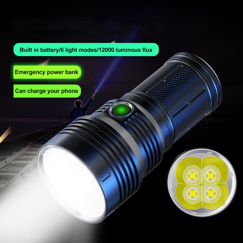 P90 LED Flashlight 12000LM IPX5 Waterproof 6 Light Modes Super