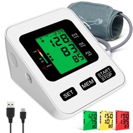 PANACARE Home Use Blood Pressure Monitor Fully Automatic Upper Arm Blood Pressure Monitor, 3-Color Large Display with Backlight | 2Users&198Data | Cuff from 22-40cm