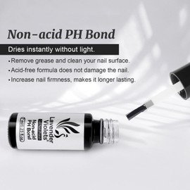 Lavender Violets 6-Piece Gel Base and Top Coat Set: Non-acid PH Bond, 5 in 1 Base Coat Builder Gel, Blooming Gel, Gel Top Coat, Matte Top Coat and Glow in the Dark Top coat for Gel Nail Polish C201
