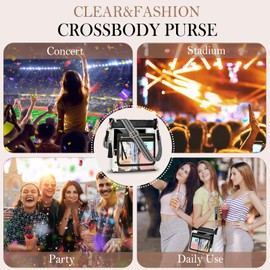 BKNOOU Clear Purses for Women Clear Crossbody Bags Clear Bag for Stadium Events Approved Clear Shoulder Bag for Concert