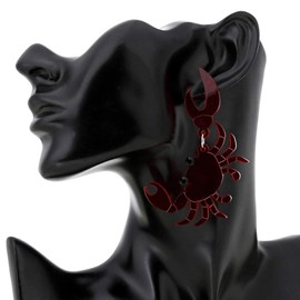 Adorrable Animals Head Acrylic Dangle Earrings Cute Parrot Crab Cows Cartoon Drop Earrings Funny African Bohemian Style Friendship Declaration Earrings Ladies Jewelry Gifts - Crab