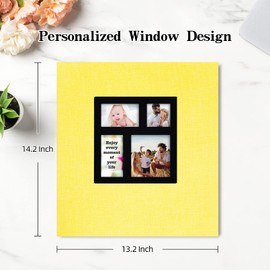 potricher Photo Album 4x6 600 Photos Linen Cover Large Capacity Picture Albums for Family Wedding Anniversary Baby Vacation (Yellow)