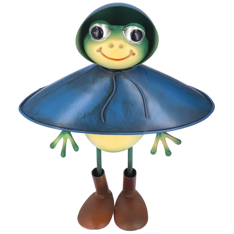 Frog Decor Cartoon Frog Sculpture Wrought Iron Animal Sculpture Garden