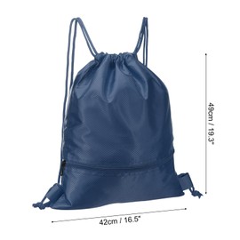PATIKIL Drawstring Backpack Bag, Drawstring Gym Bags String Backpack with Zip Pocket for Women Men, Navy Blue