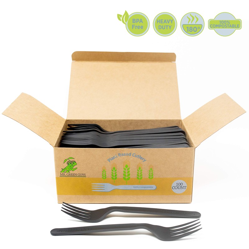 Compostable Heavyweight Disposable Forks - (10 / 1000ct) Value Pack,