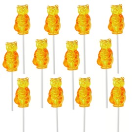 Lollipop Party Favors Honey Flavored Hard Candy Shaped Bears Lollipops, Individually Wrapped Suckers for Birthday Parties and Baby Showers Decorations Pack of 12