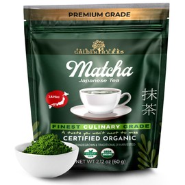 Golden Herbs Culinary Grade Matcha Organic Japanese Green Tea Powder for Lattes, Smoothies & Baking – Vibrant Green, Rich Umami Flavor, Stone-Ground for Maximum Freshness Resealable Pouch (60 Grams, Culinary Quality)