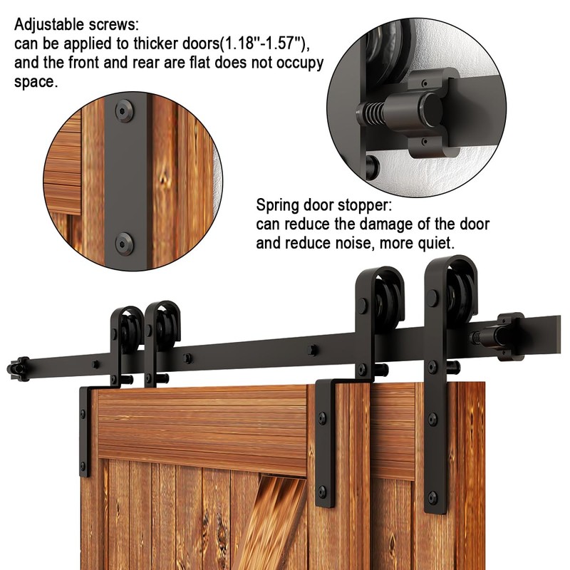 AONAYIOA 9FT Bypass Sliding Barn Door Hardware Kit, Combination Track