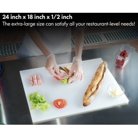 CURTA 2-Pack Cutting Boards for Kitchen, 24" x 18" x 0.5" White & Blue Color Coded Plastic Chopping Board with Anti Slip Surface Dishwasher Safe